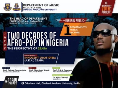 Amidst Blackface War, 2Baba Is Being Honoured At Obafemi Awolowo University (Photos)