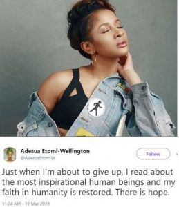 What I Do Anytime I'm About To ‘Give Up’ - Adesua Etomi Reveals