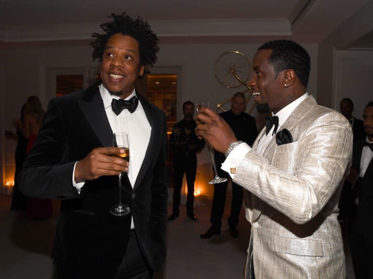 LOS ANGELES, CALIFORNIA - DECEMBER 14: (L-R) Jay-Z and Sean Combs attend Sean Combs 50th Birthday Bash presented by Ciroc Vodka on December 14, 2019 in Los Angeles, California. (Photo by Kevin Mazur/Getty Images for Sean Combs)