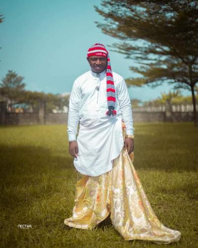 Groom wears traditional Efik attire for his church wedding in Akwa Ibom