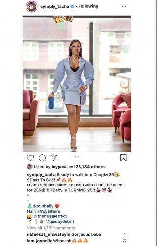 Tacha Shares Stunning Photo In Anticipation Of Her 25th Birthday