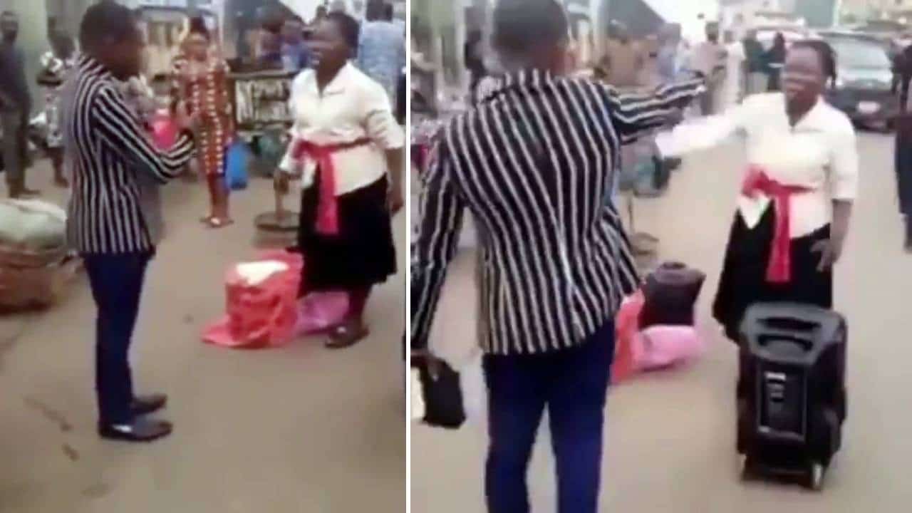 Funny!!! 2 Nigerian Preachers fight over preaching space at Ikeja, Lagos(video)