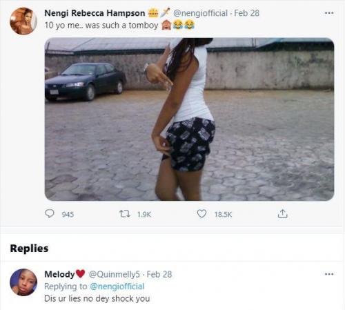 Reactions as Nengi calls herself 'Tomboy' in another throwback photo at age 10