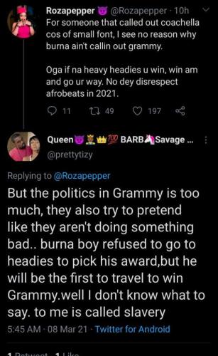 Nigerians react as Burna Boy’s name is removed from list of artistes performing at Grammy