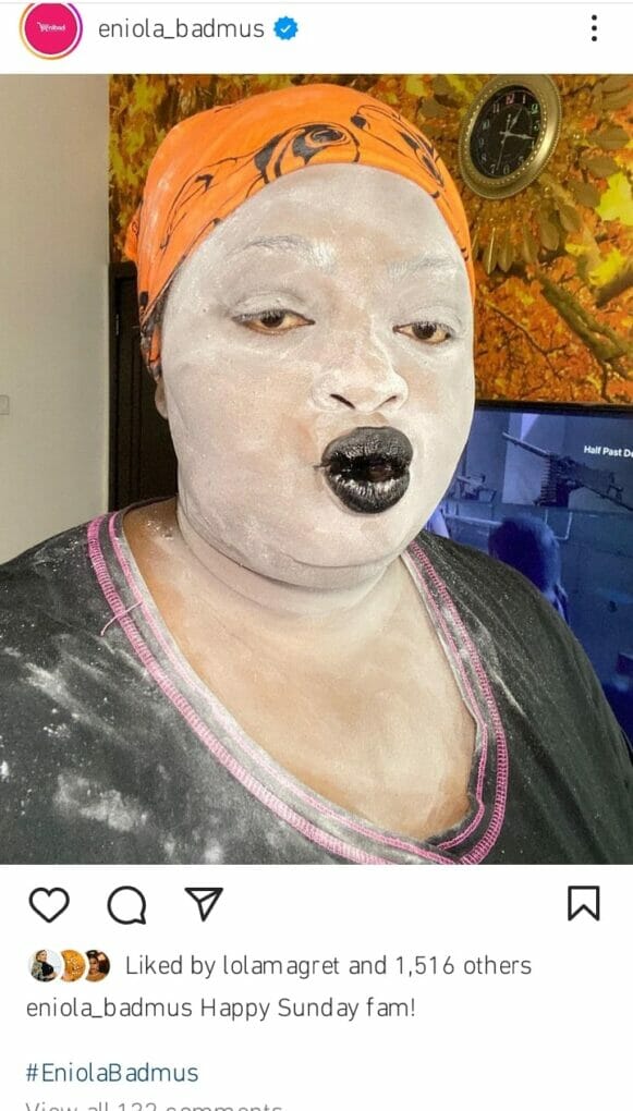 Eniola Badmus gets colleagues and fans confused as she shares hilarious image
