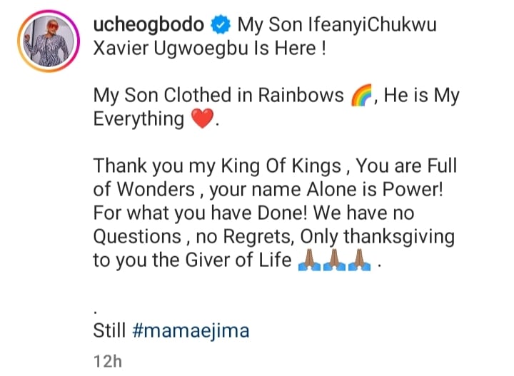 Uche Ogbodo welcomes baby days after showing off twin babies scan