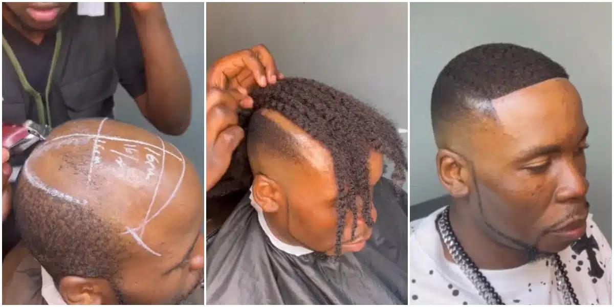 “This is impressive!” – Barber stuns many as he transforms bald man’s look with artificial hair makeover
