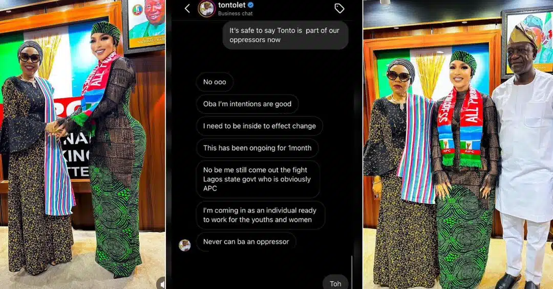 Tonto Dikeh’s leaked chat exposes real reason she suddenly joined APC