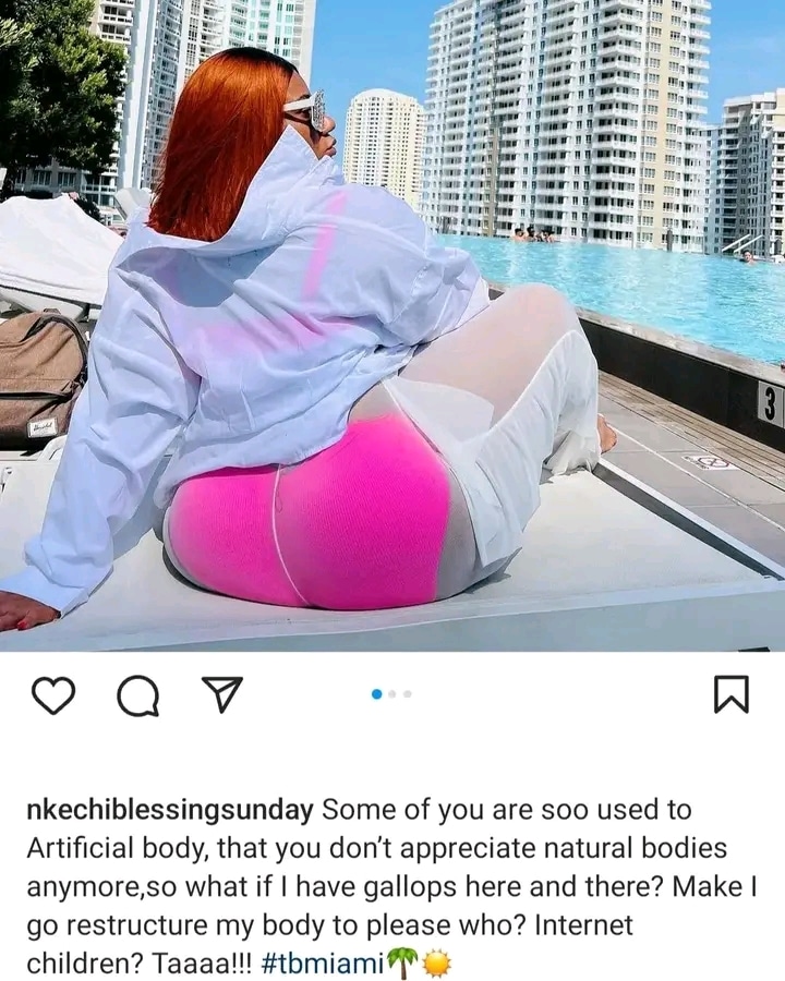“Some of you are so used to artificial body” – Nkechi Blessing throws shade as she flaunts her natural body in new photos