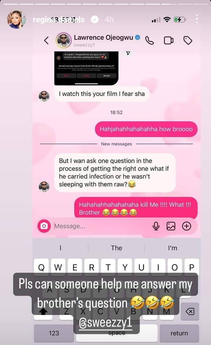 “Was he doing it with protection?” Regina Daniels’ brother queries her in leaked chat, she responds