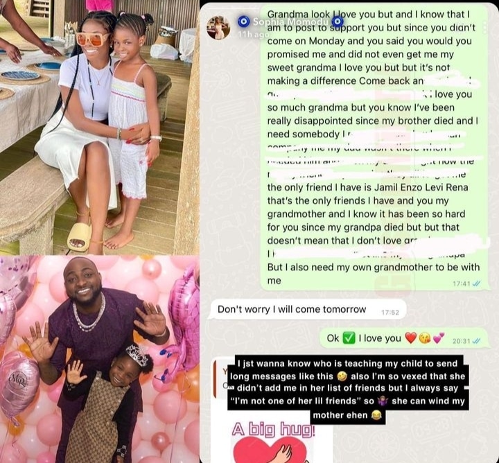Imade’s worrisome chat about her father Davido leaks online