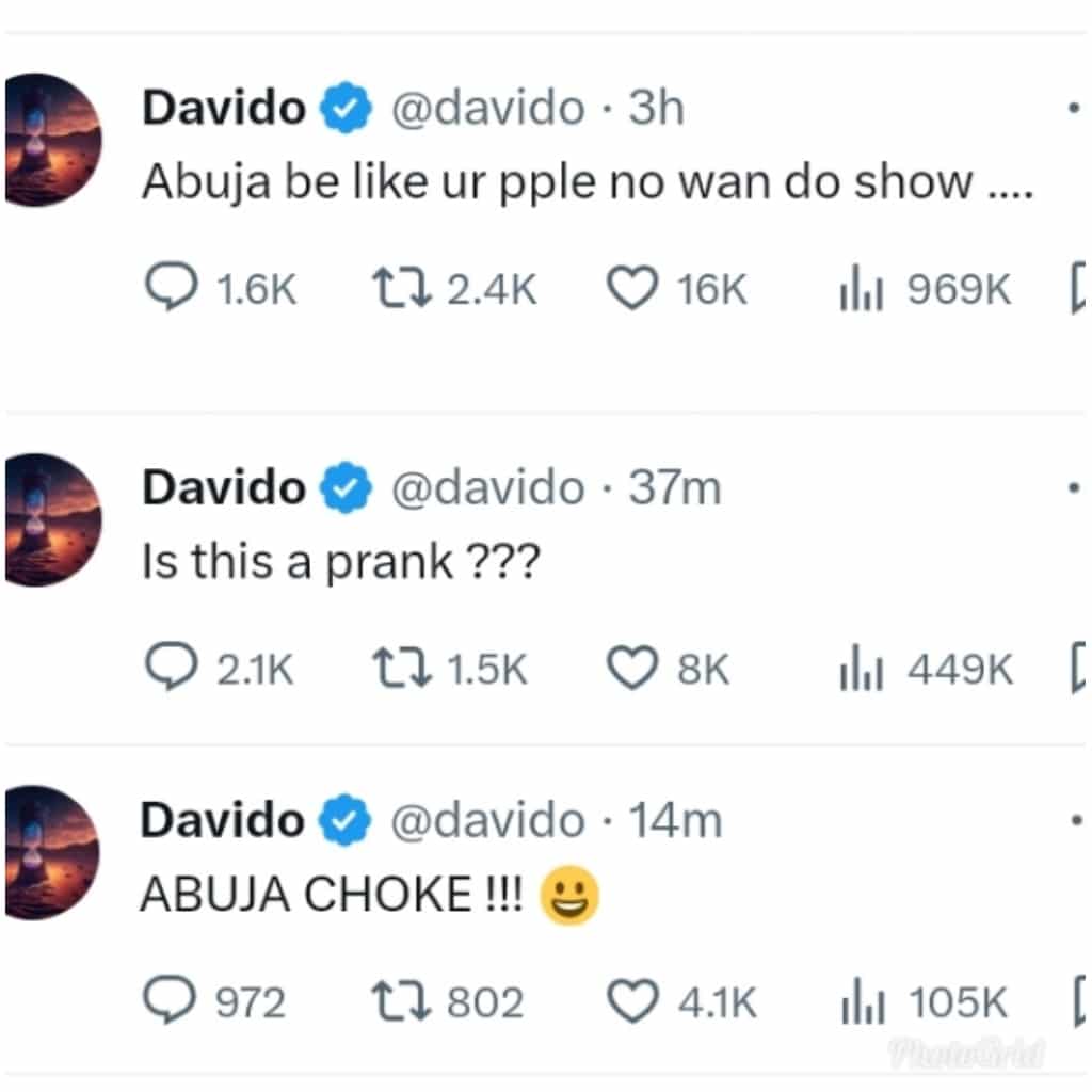 “Is this a prank?” – Davido express shock after Abuja residents refused to turn up for his concert