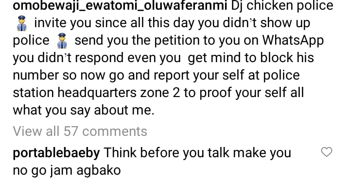 Portable’s wife, Omobewaji, files a complaint with the police against DJ Chicken for attempting to blackmail her