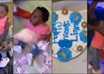“All I see is Moh” – Mohbad’s friend buys cake for his son Liam, sprays money as he clocks 8 months