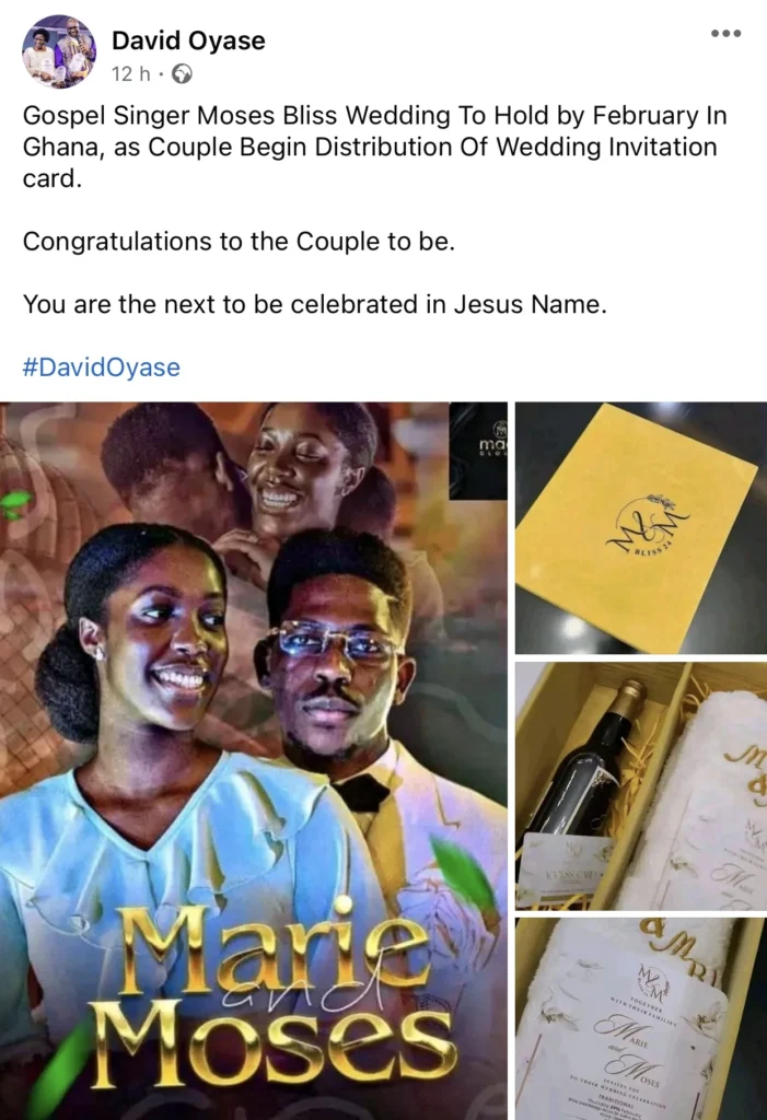 “We no go gree” — Man says after being asked by Moses Bliss to delete his wedding invitation from his page
