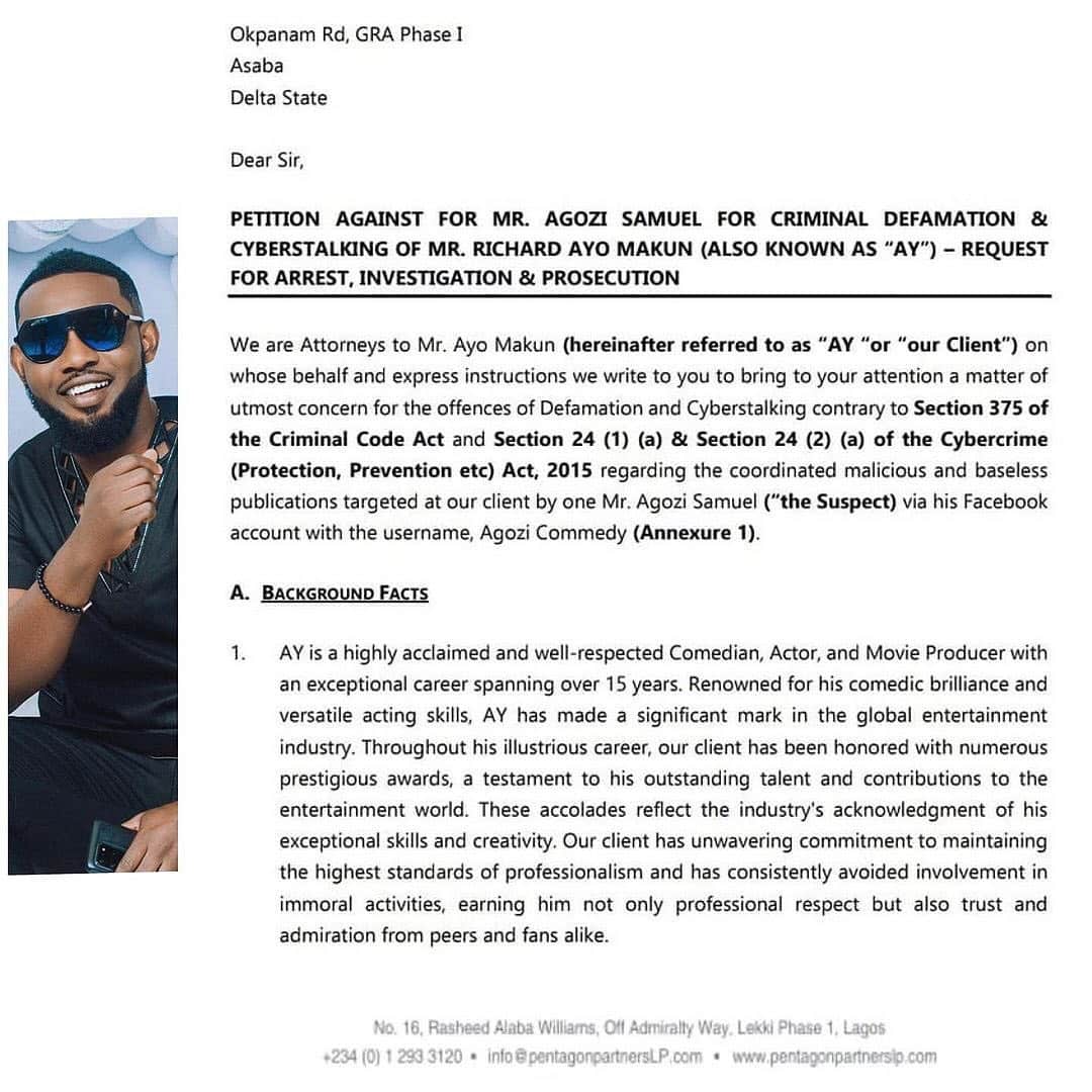 AY Makun reacts to allegations by Facebook user on having affair with May Edochie, petitions police